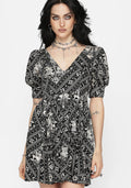 Hexweave Print V Neck Mini Dress