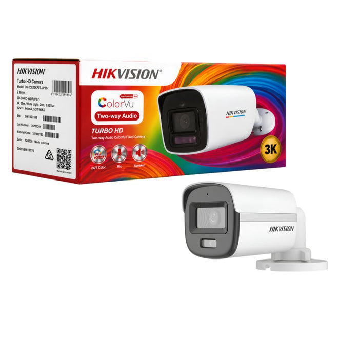 HIKVISION 3K DS-2CE10KF0T-LPTS Two-Way Audio 2.8 mm Outdoor