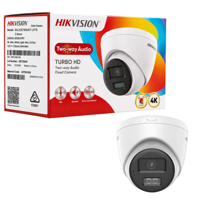 HIKVISION 4K DS-2CE78U0T-LXTS Two-Way Audio & Siren 3.6 mm