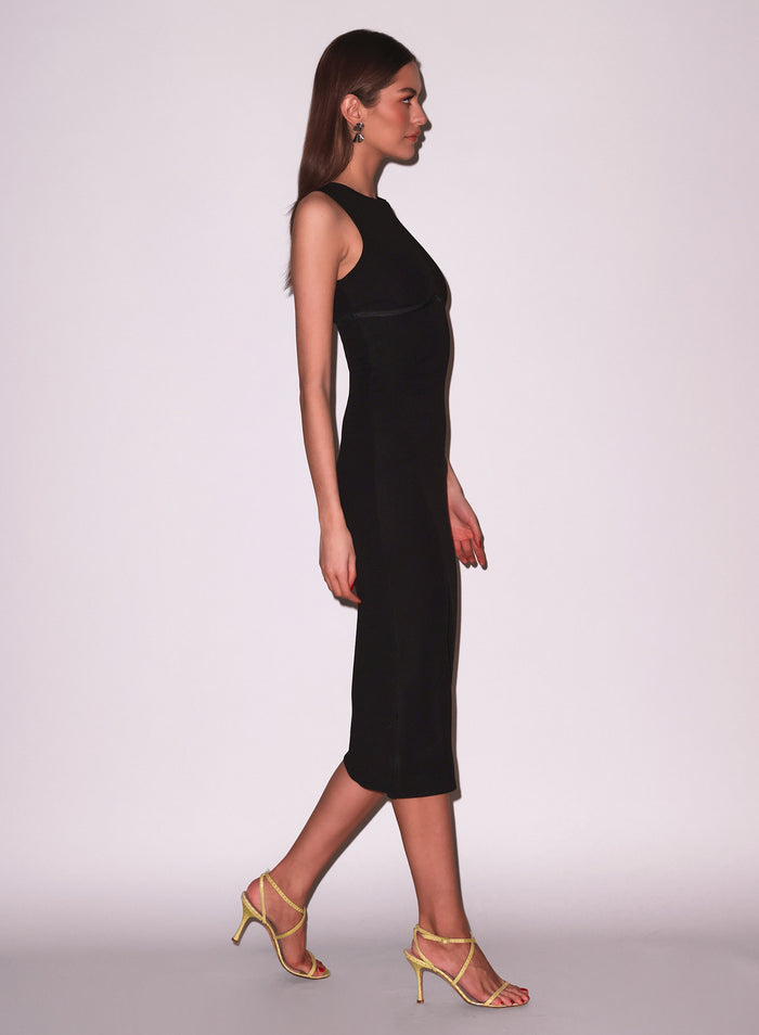 Hourglass Rib Midi Dress-black-side