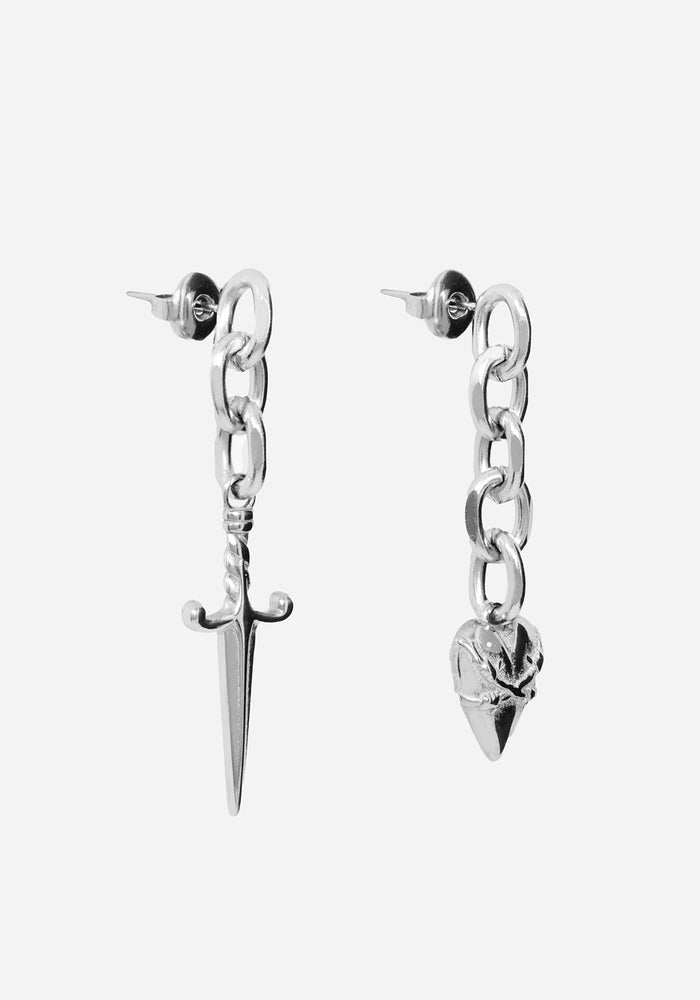 Hurnix Dagger Heart Stainless Steel Earrings