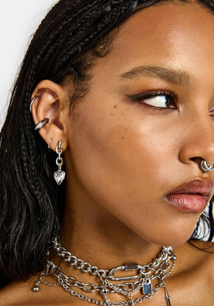 Hurnix Dagger Heart Stainless Steel Earrings