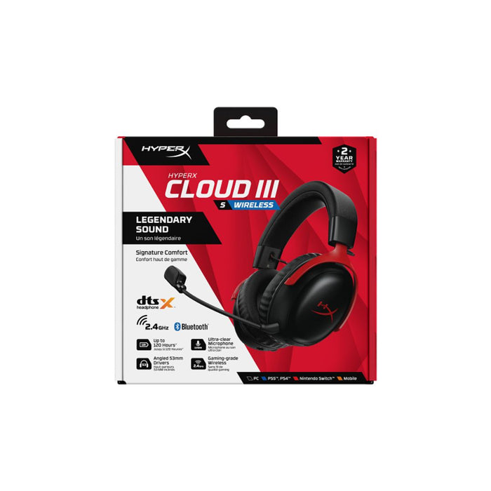 HyperX Cloud III S Wireless Gaming Headset - Black & Red