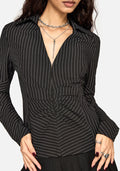 Inès Pinstripe Hook & Eye Shirt