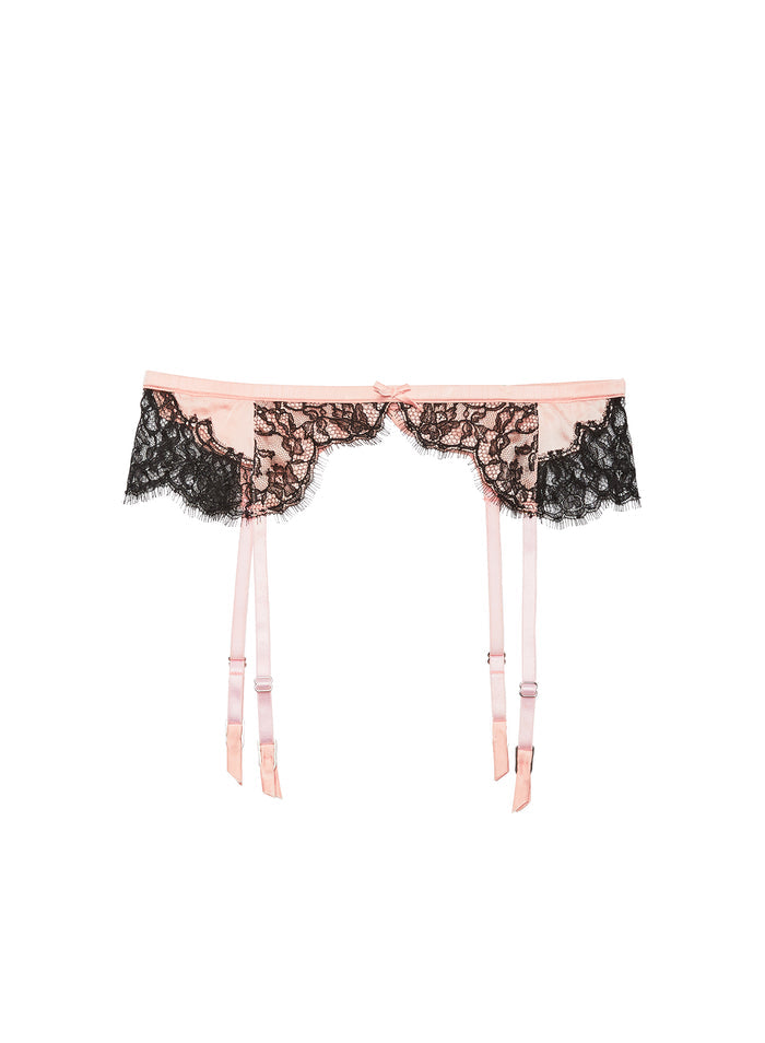Iris Lace Garter Belt-bleached apricot-flat