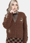 Isla Chunky Bobble Moon Embroidered Knit Cardigan