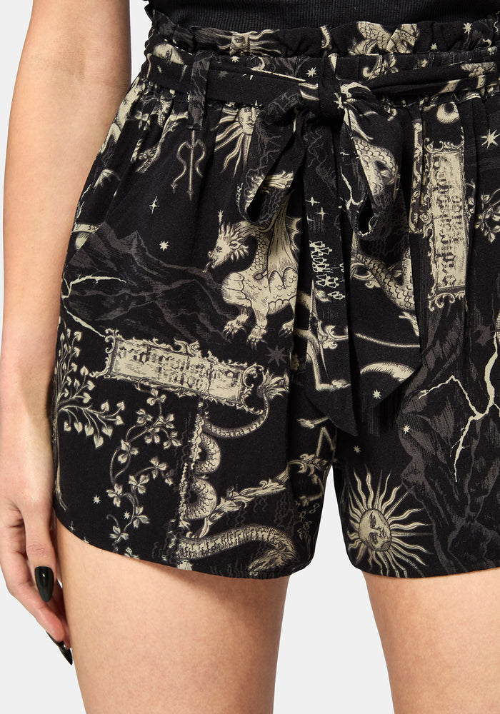 Isolde Medieval Map Paperbag Tie Waist Short