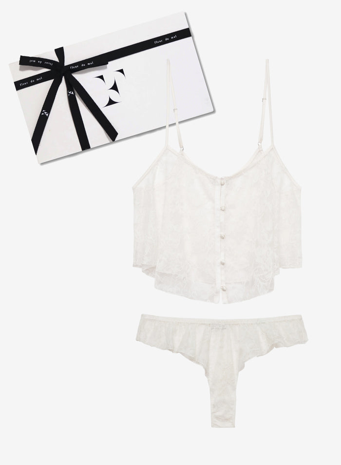 Ivory Jasmine Lace Set-Fleur du Mal-flat