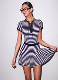 Ivy Pleated Skirt-navy sand stripe-Fleur du Mal