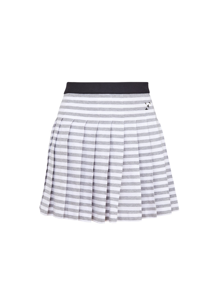 Ivy Pleated Skirt-stone stripe