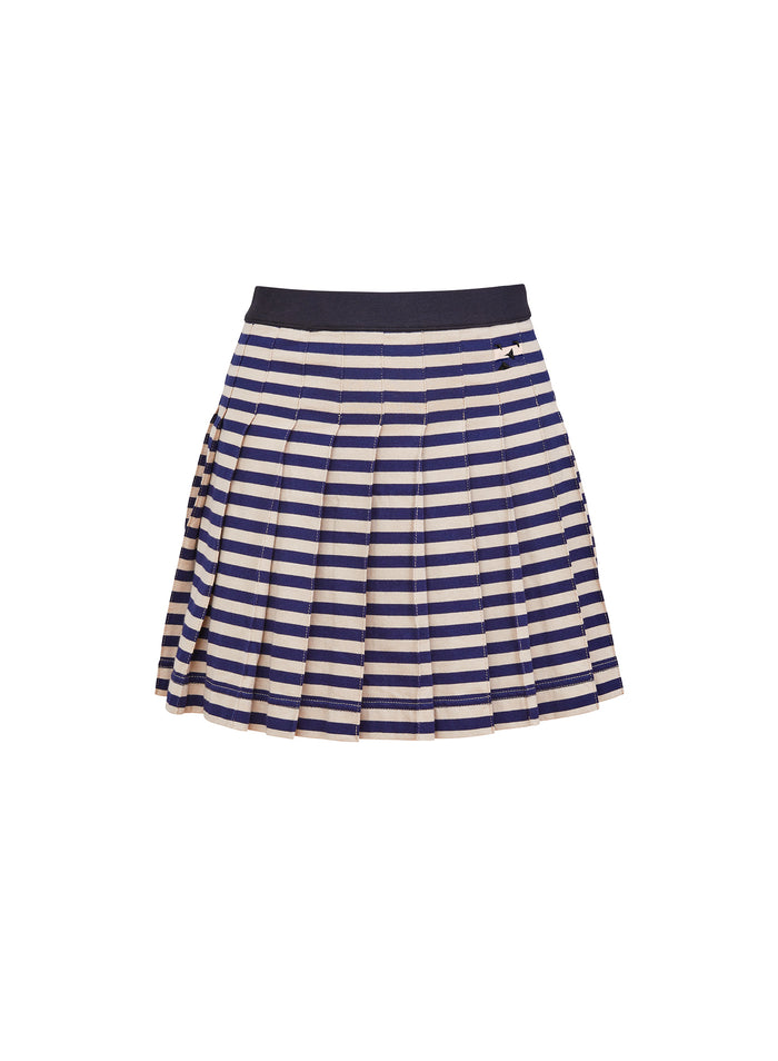 Ivy Pleated Skirt-navy sand stripe