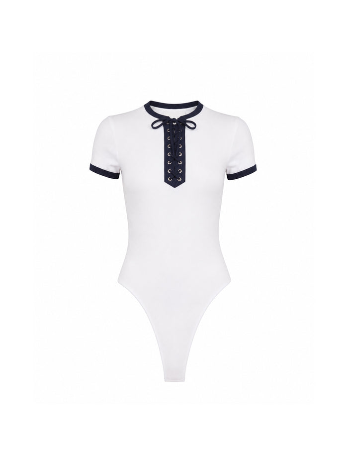 Ivy Ringer Bodysuit-white
