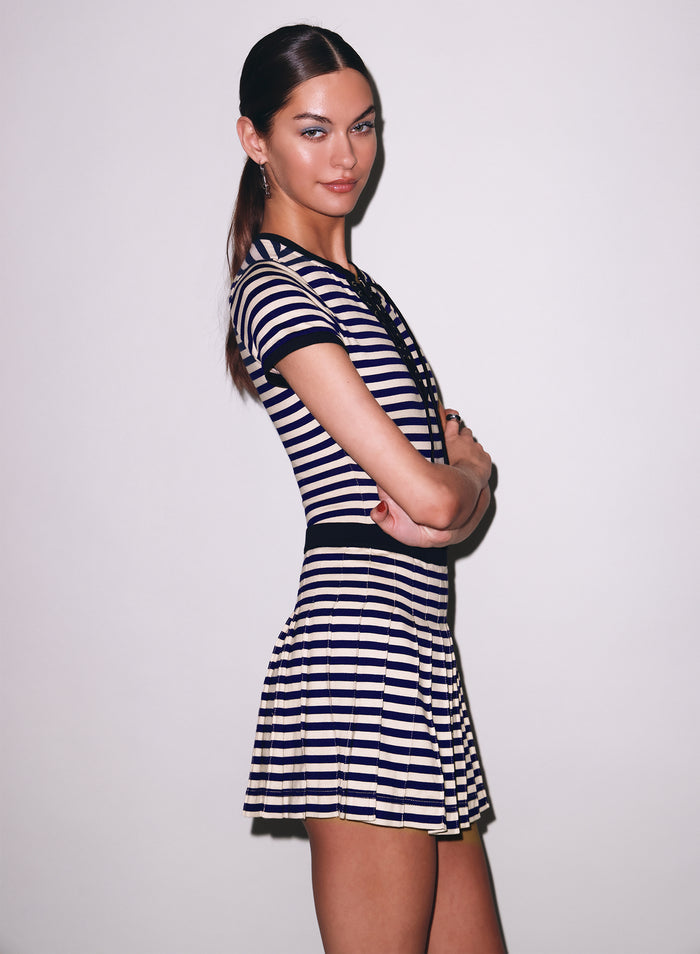 Ivy Ringer Bodysuit-navy sand stripe