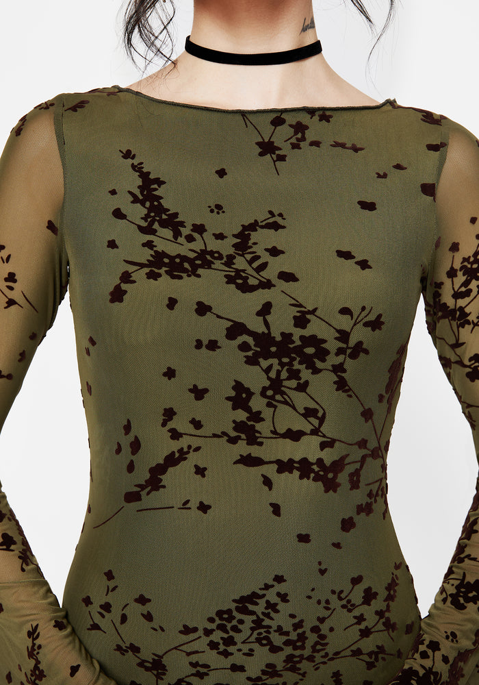 Jael Flocked Devoré Midi Dress