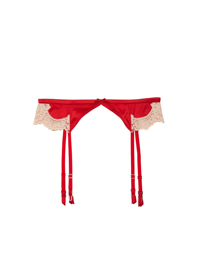 James Lace Garter Belt-rouge-flat