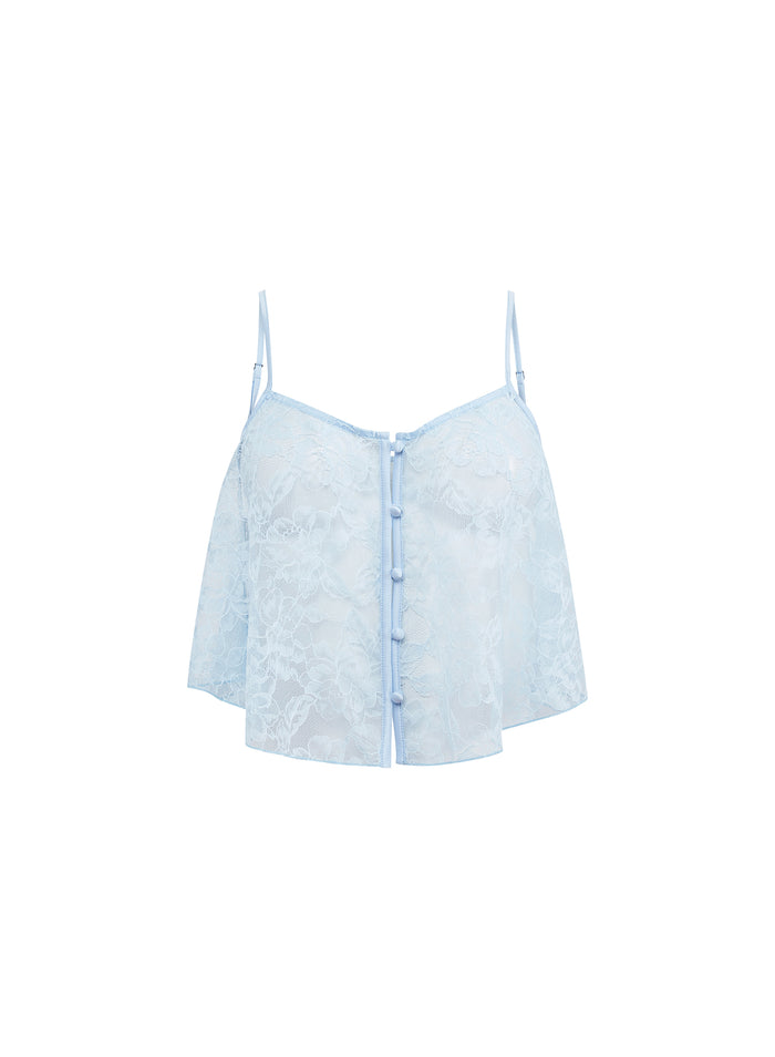 Jasmine Lace Flutter Cami-forget me not-flat