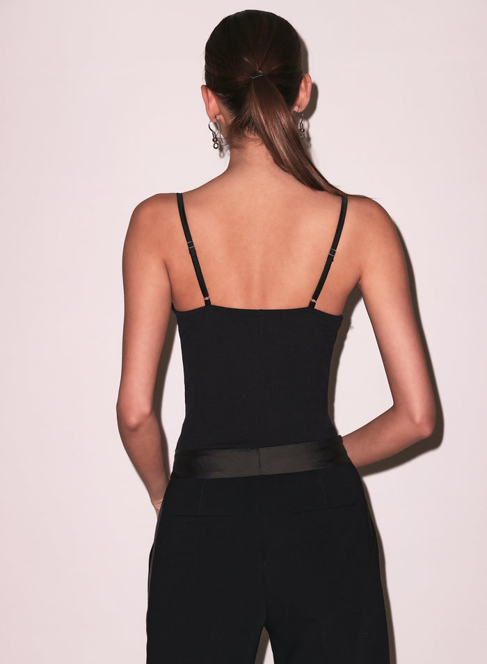 Jersey Built-In Bra Cami-black