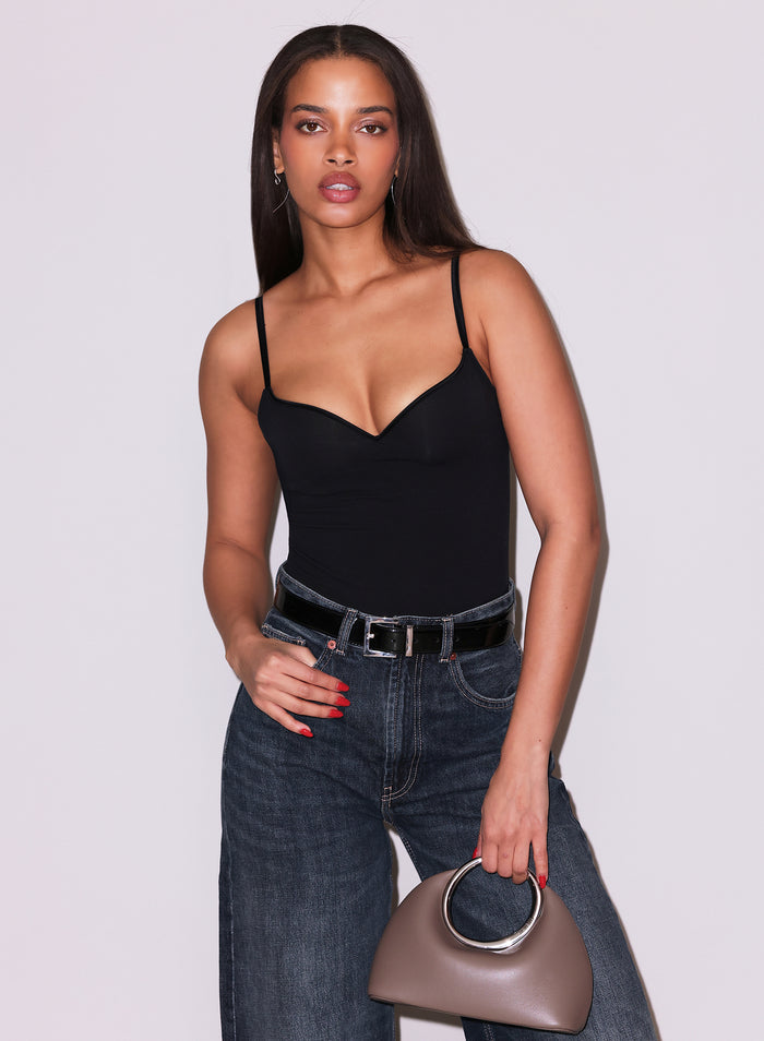 Jersey Built-In Bra Cami-black