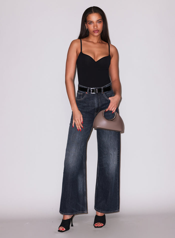 Jersey Built-In Bra Cami-black