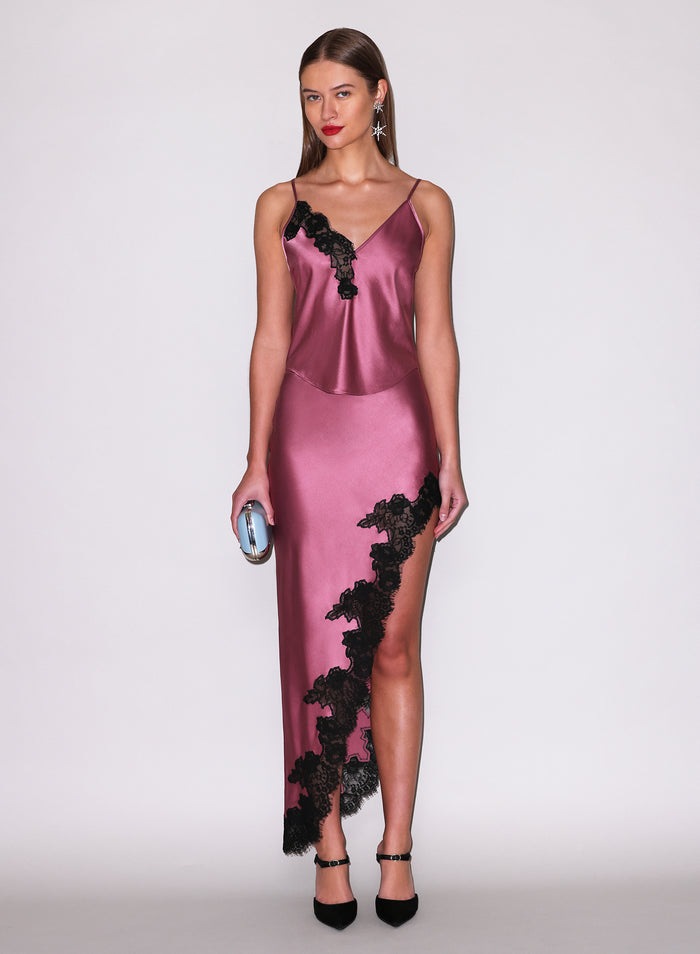 Juliet Lace Asymmetrical Skirt-Pink Truffle-Fleur du Mal