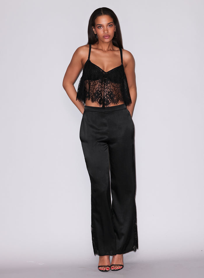 Juliet Lace Flutter Cami-black-flat