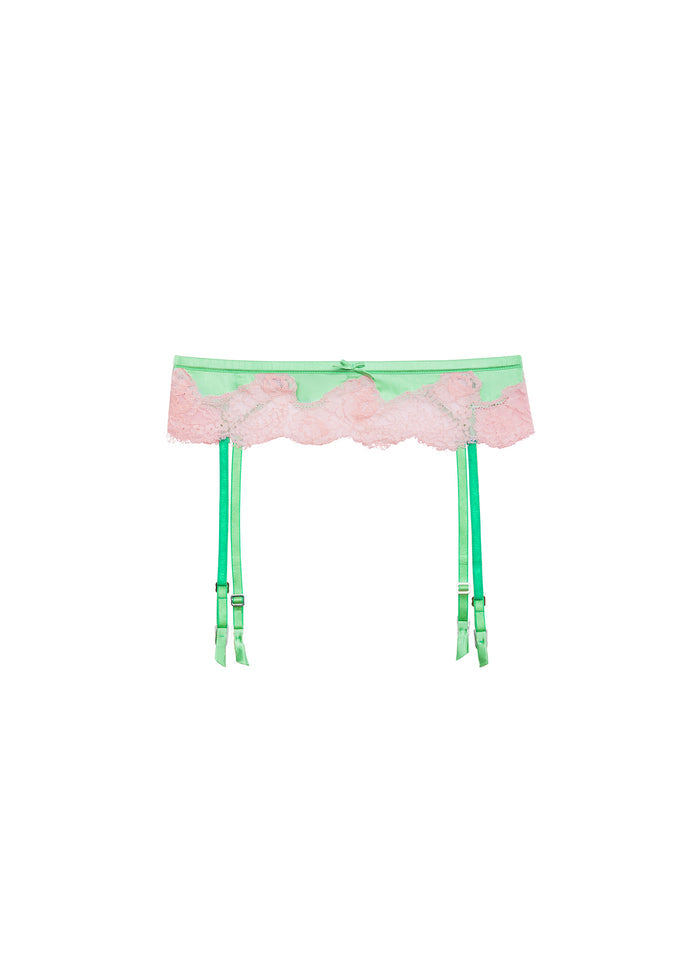 Juliet Lace Garter Belt-pastel lime-flat