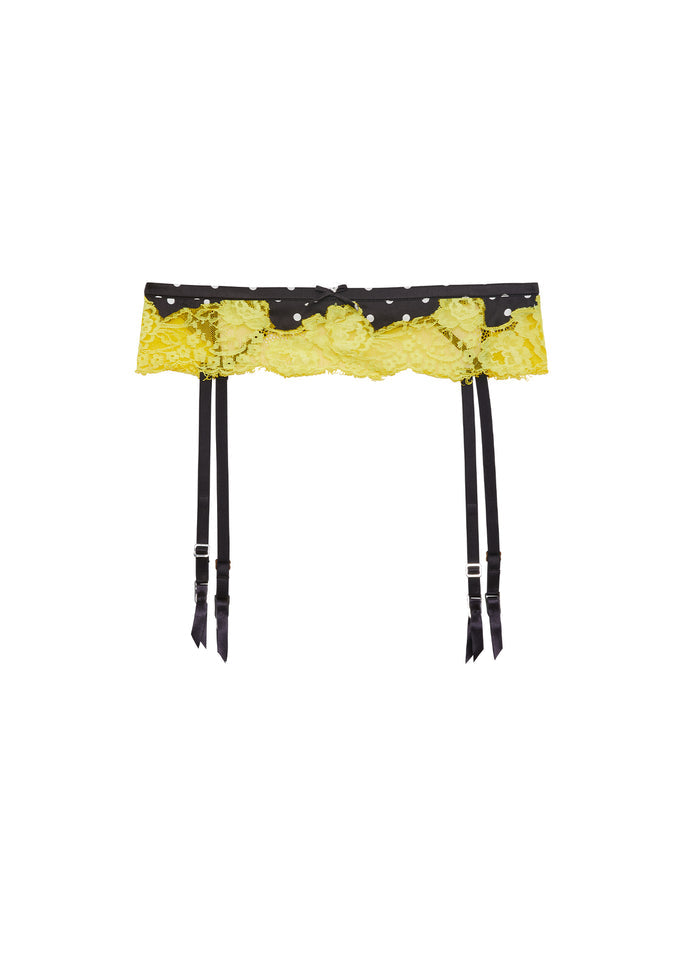 Juliet Lace Garter Belt-small dot black-flat