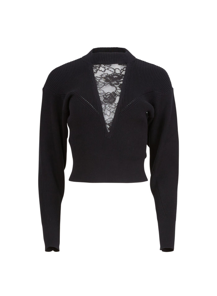Juliet Lace Knit Sweater-black