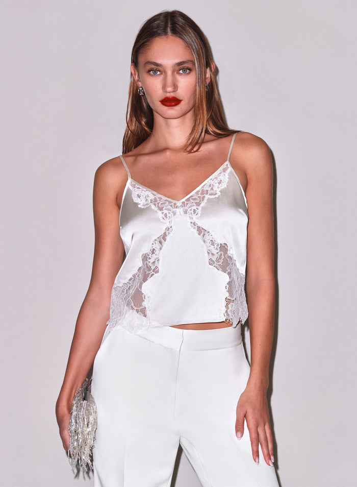 Juliet Lace Silk Cami-vanilla-Fleur du Mal