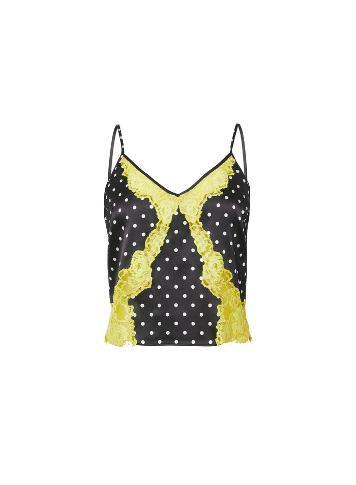 Juliet Lace Silk Cami-small dot black