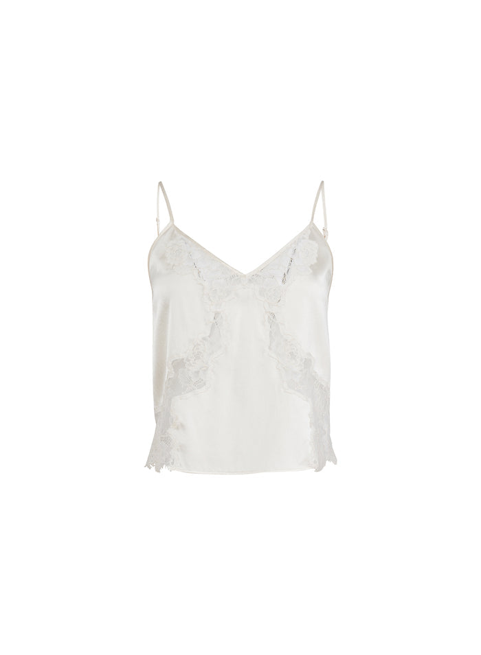 Juliet Lace Silk Cami-vanilla-flat