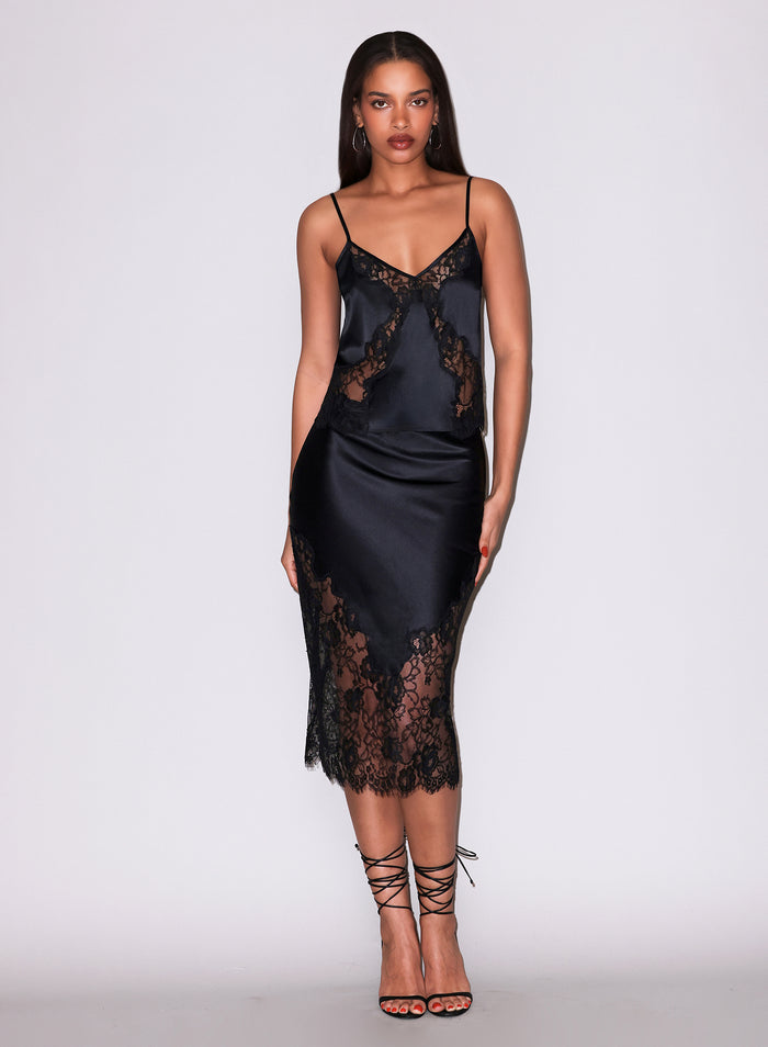 Juliet Lace Silk Cami-black