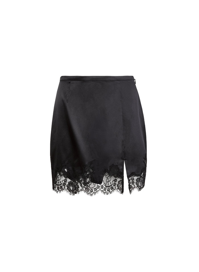 Juliet Lace Slip Skirt-black