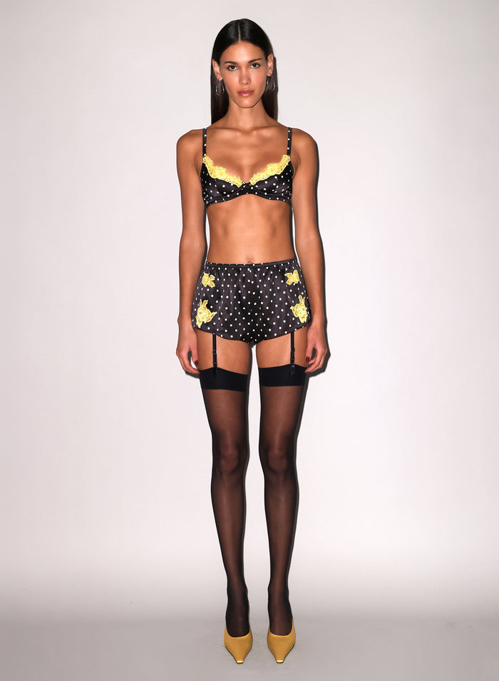 Juliet Lace Tap Short-small dot black