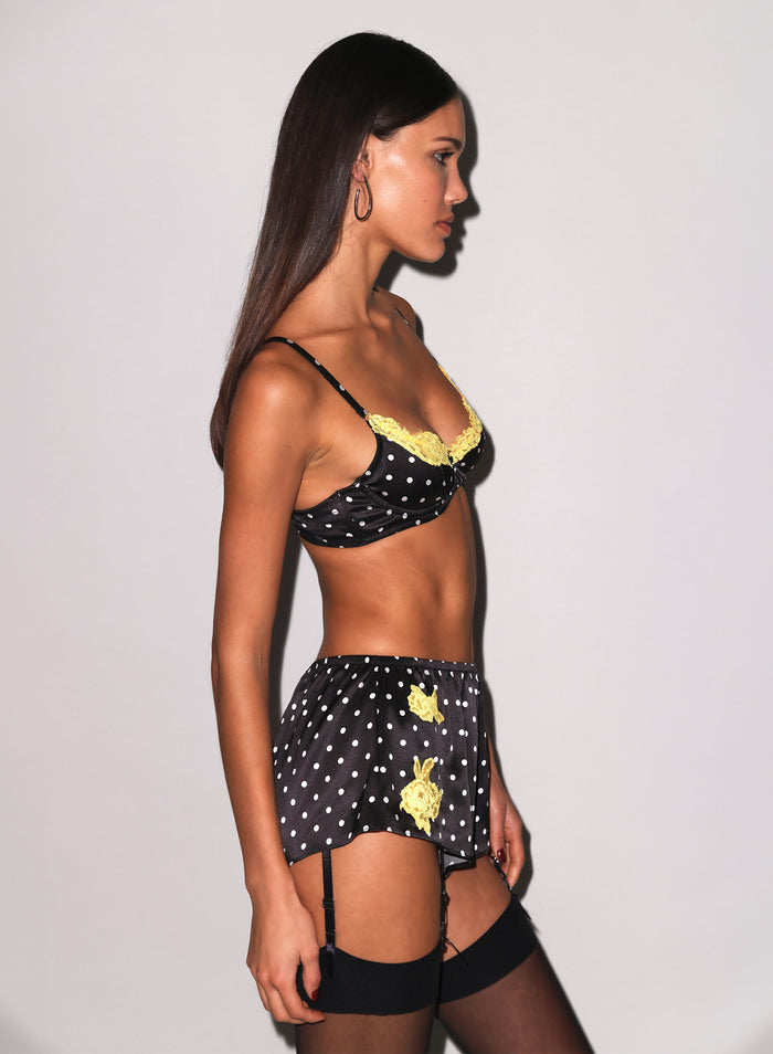Juliet Lace Tap Short-small dot black