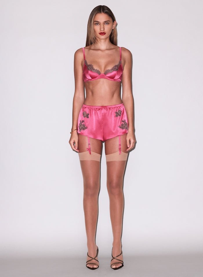 Juliet Lace Tap Short-Fraise-Fleur du Mal