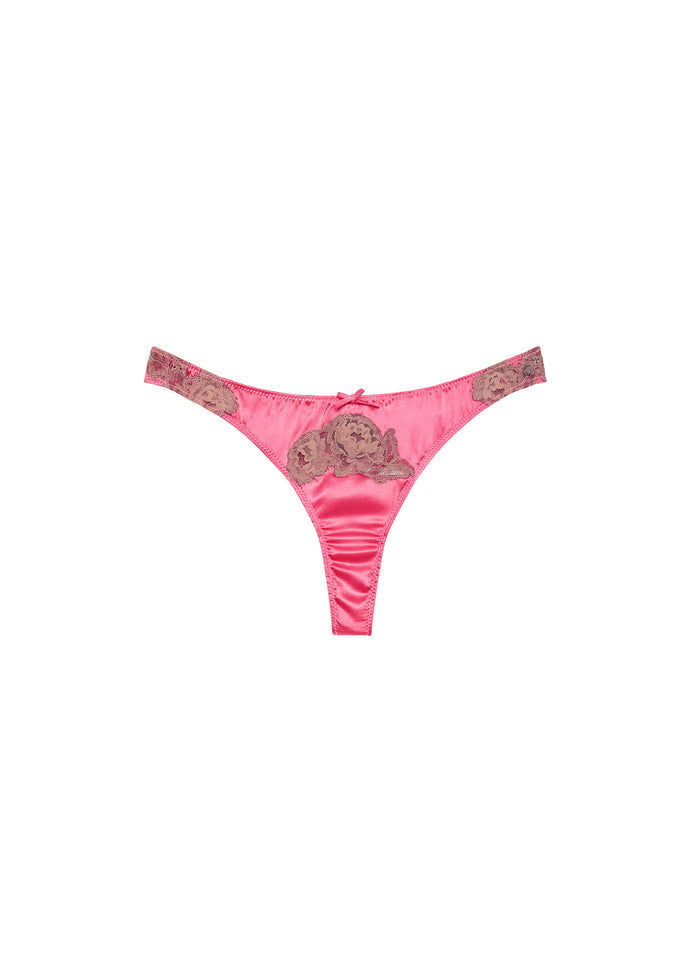 Juliet Lace Thong-Fraise-Fleur du Mal-flat