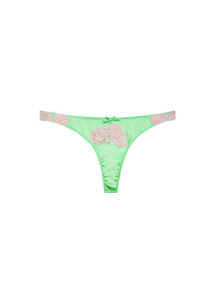 Juliet Lace Thong-pastel lime-flat