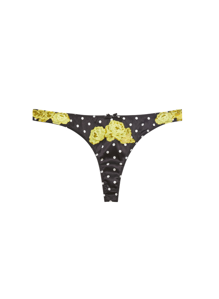 Juliet Lace Thong-small dot black-flat