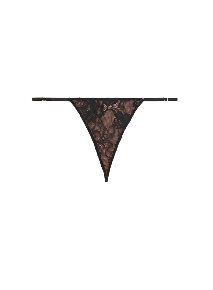 Juliet Lace V-String-Black-Fleur du Mal-flat
