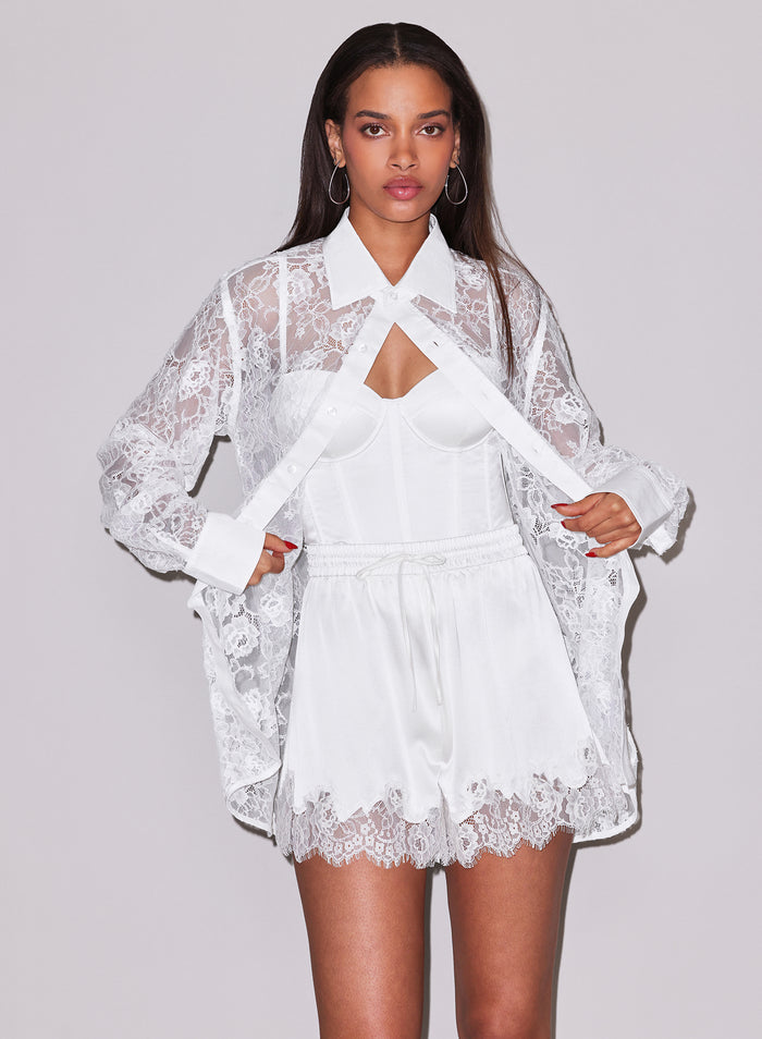 Juliet Lace Button Down-ivory