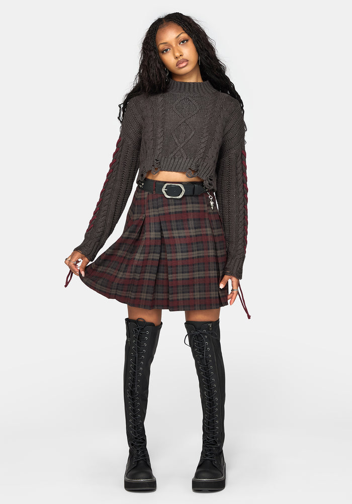 Kalma Check Pleated Mini Skirt