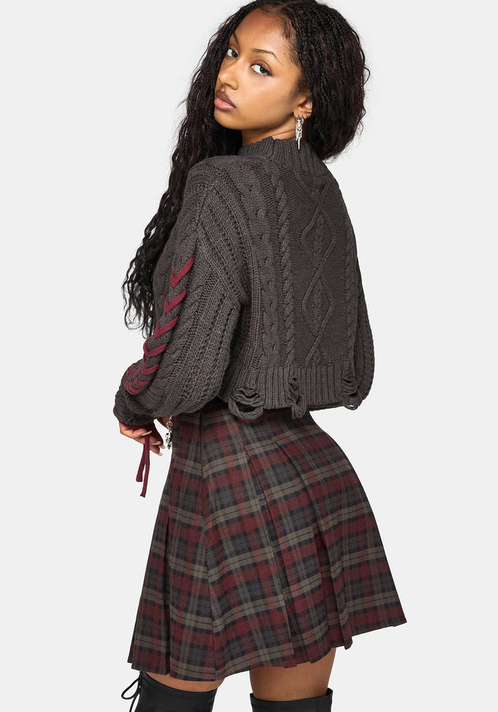 Kalma Check Pleated Mini Skirt