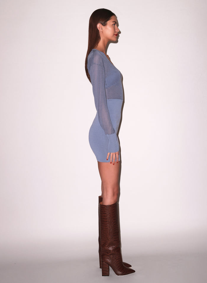 Kate Mini Dress-charcoal blue