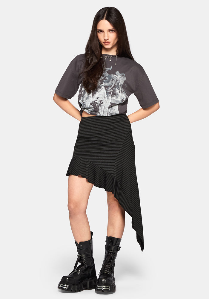 Kayla Stripe Asymmetric Mini Skirt