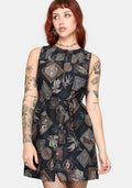 Kleo Relics Cotton Print Pleated Mini Dress