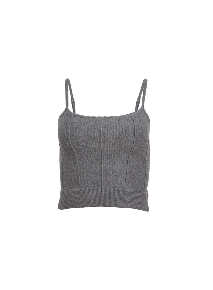 Knit Corset Top-dark heather grey-flat
