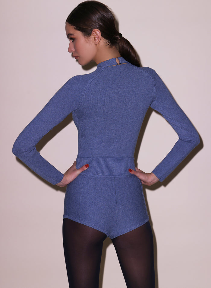 Knit Short-charcoal blue-back