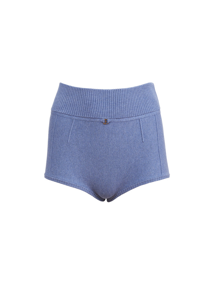 Knit Short-charcoal blue-flat