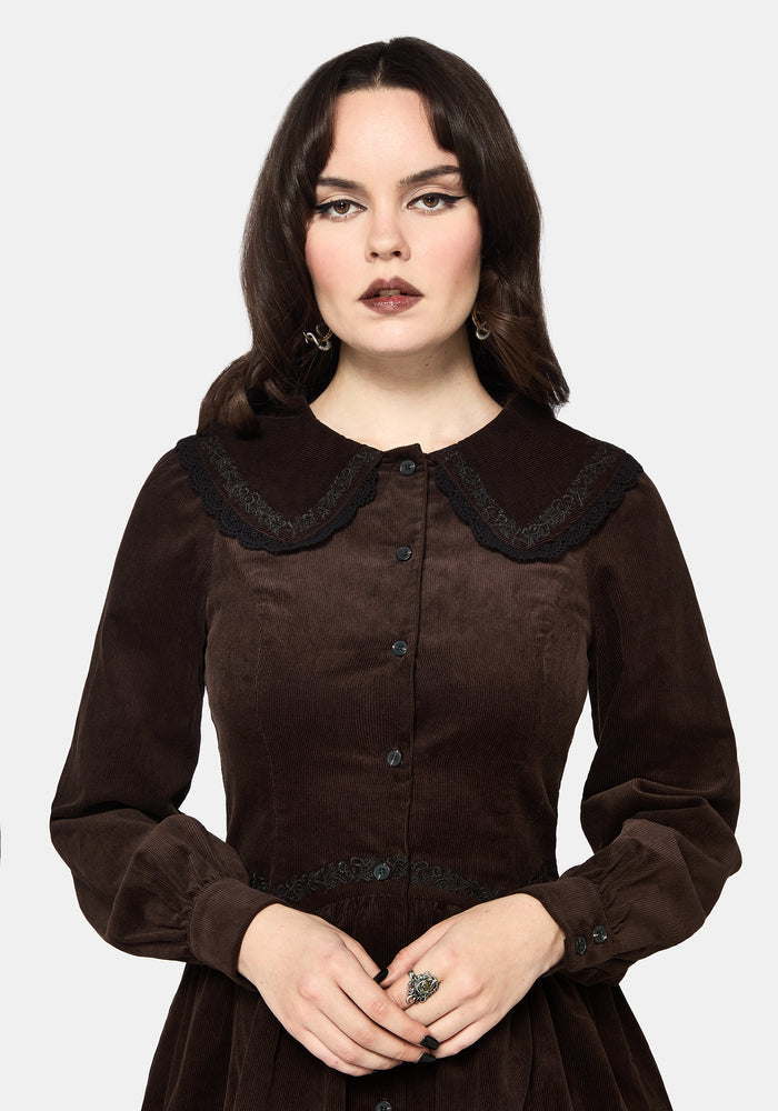 Kora Floral Embroidered Cord V Waist Mini Dress